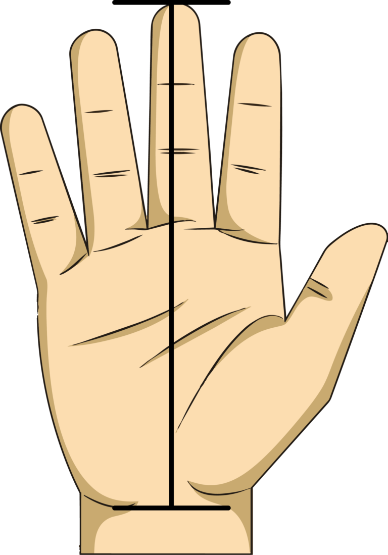 Messung der Handfläche für die Grösse der Riemchen